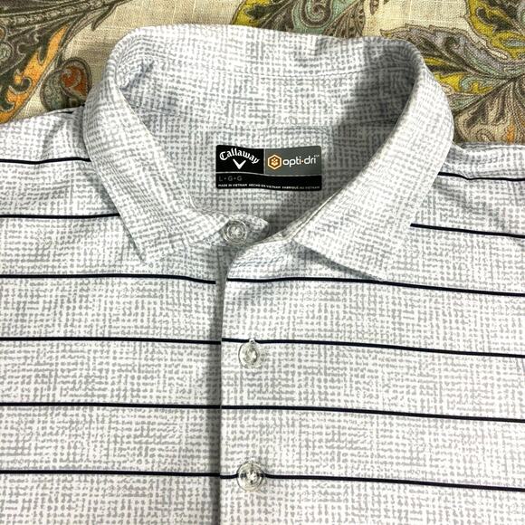 Callaway Opti Dri Short Sleeve Gray Polyester Golf Polo Shirt L - Picture 2 of 6